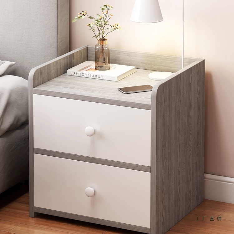 床头柜现代简约迷你置物架简易家用卧室小柜子储物柜创意灰床边柜