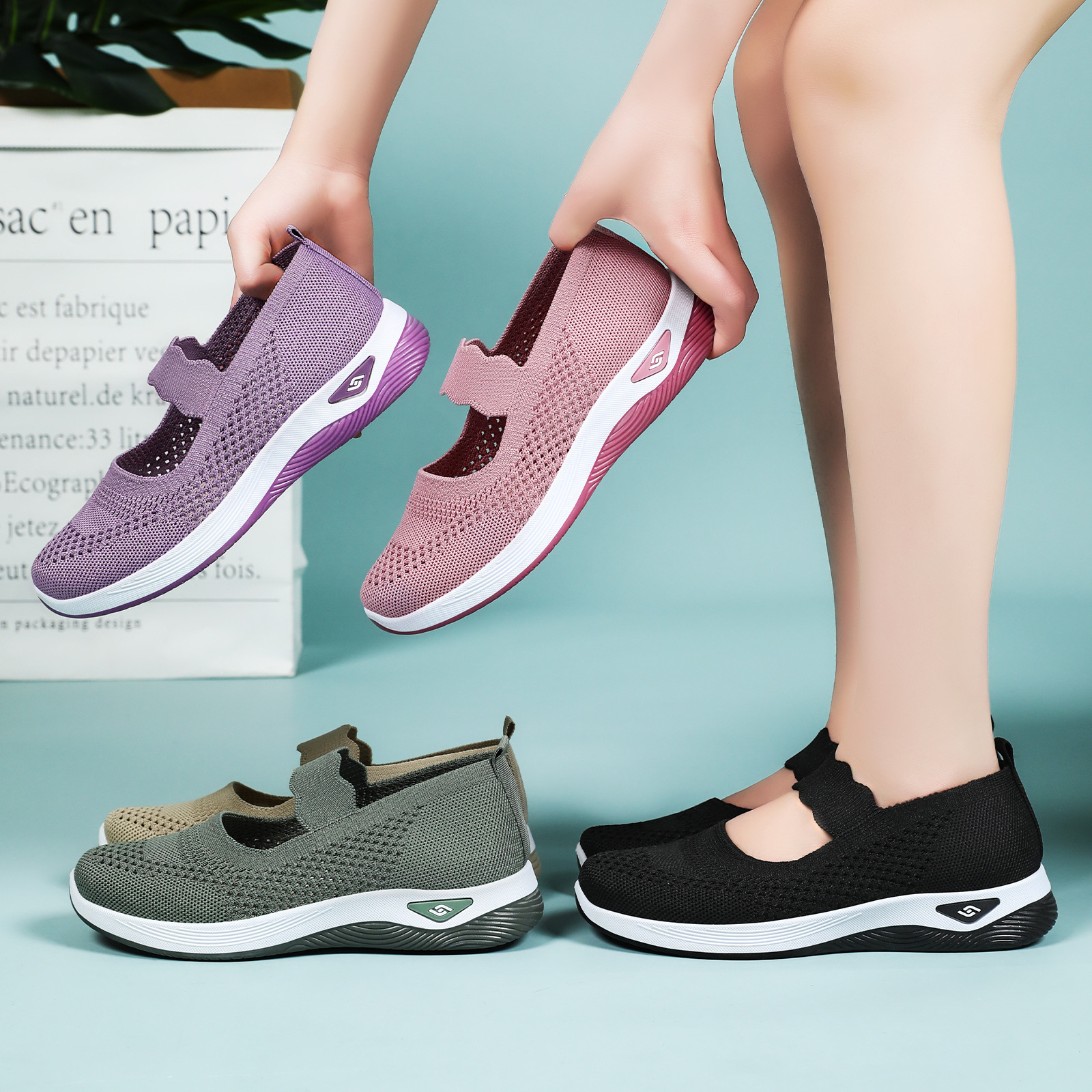 Zapatos de mujer, venta al por mayor de calzado transfronterizo, zapatos para madres de mediana edad y mayores, zapatos de tela transpirables estilo Pekín, zapatos ligeros para caminar