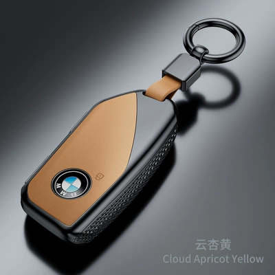 Fashion Case – Car key bag - bmw-blade-model-nappa-pattern-cloud-apricot-yellow-keychain-set