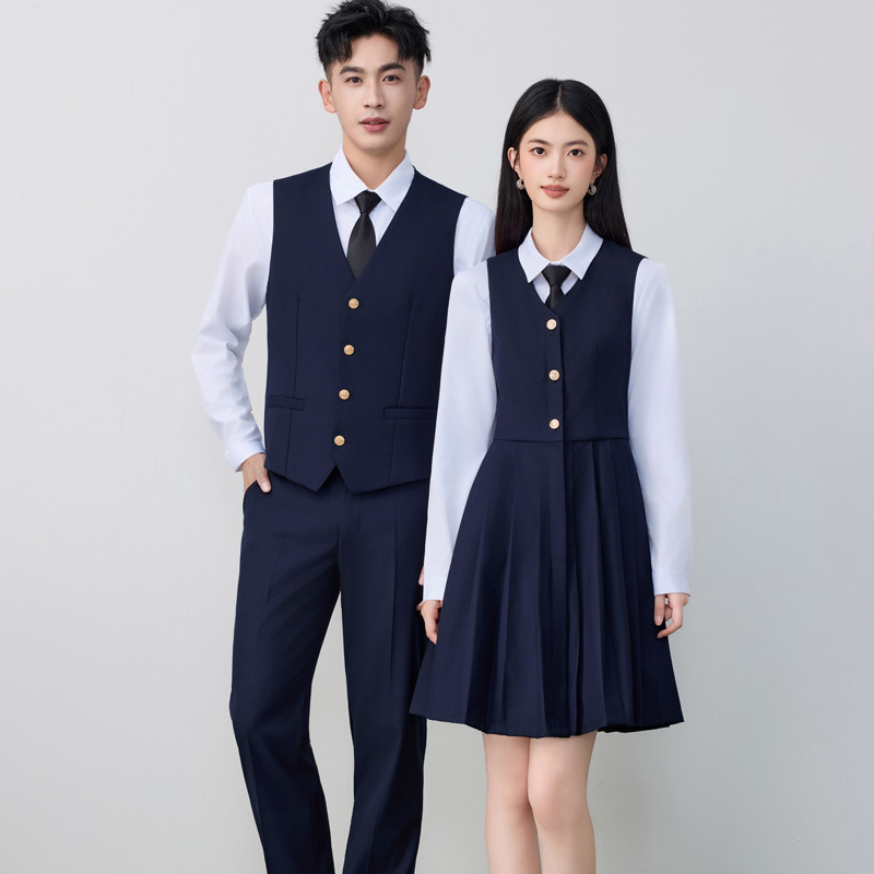 Navy blue Korean-style school uniform JK suit, Korean preppy style, spring and autumn slim fit performance costume, vest and suit set