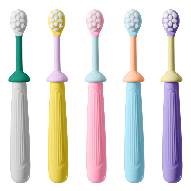 Inglés tarjeta de dibujos animados para bebés mango de injerto de cabello cepillo de dientes de cabello suave para niños cepillo de dientes de cabello suave para bebés de 1 - 6 años de edad oral