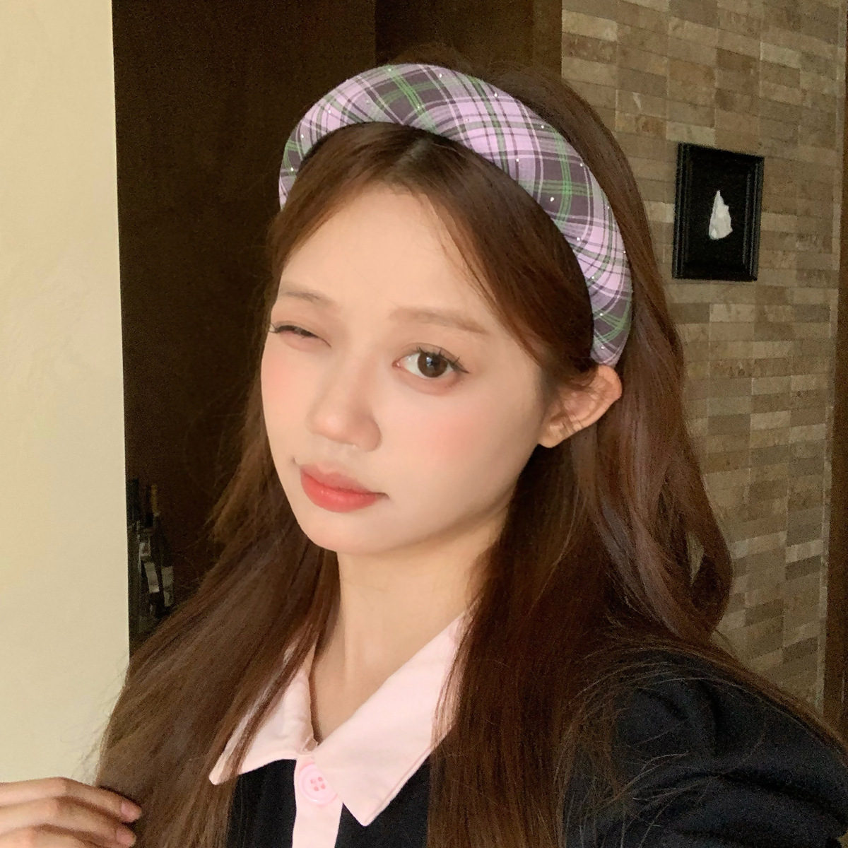 Estilo de la universidad esponja banda de pelo temperamento universal borde ancho alto cráneo ápice perforación banda de presión tarjeta de pelo joyas para el pelo de chicas