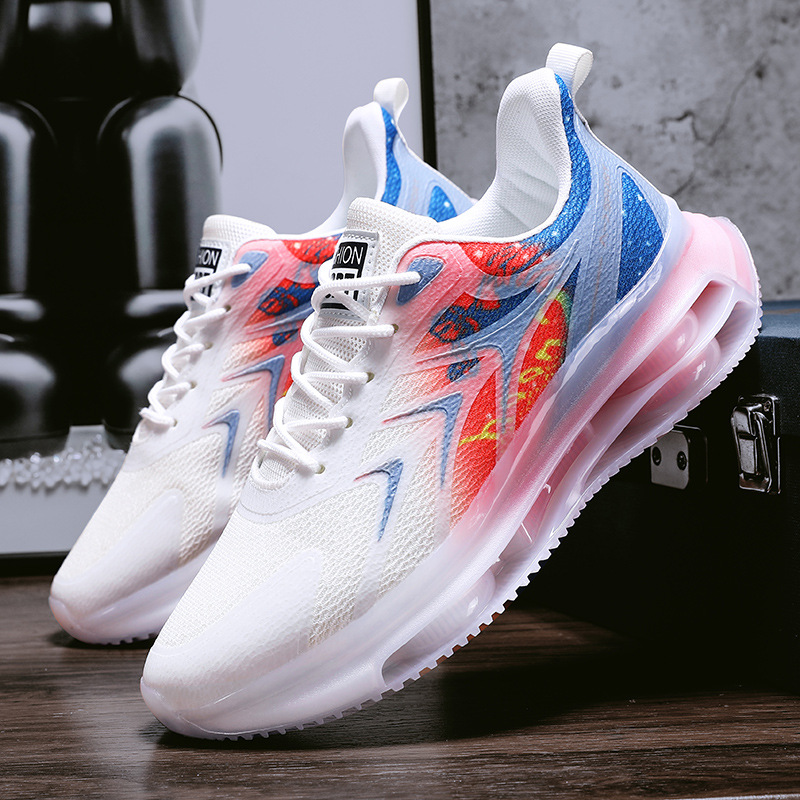 Large size new summer men's running with thick soles fly woven mesh surface for comfortable and breathable casual sports_voghion.com