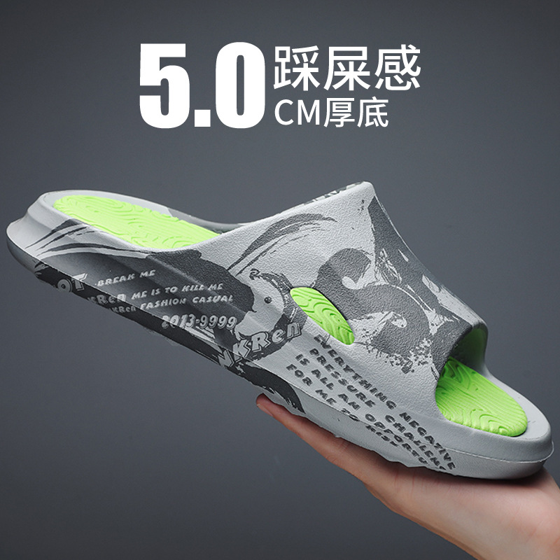 Zapatillas de verano de talla grande, sandalias de suela gruesa para hombre, sandalias de baño para el hogar, chanclas ligeras al aire libre, zapatos de playa