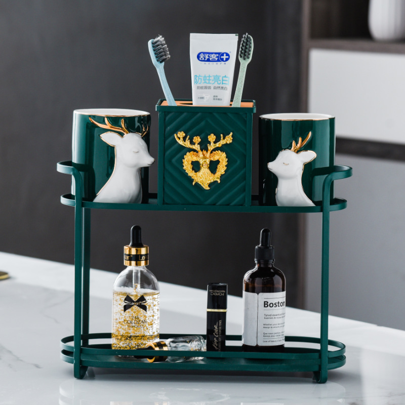 家用北欧洗口杯牙刷洗漱套装置物架美式现代牙刷杯陶瓷情侣漱口杯|ms