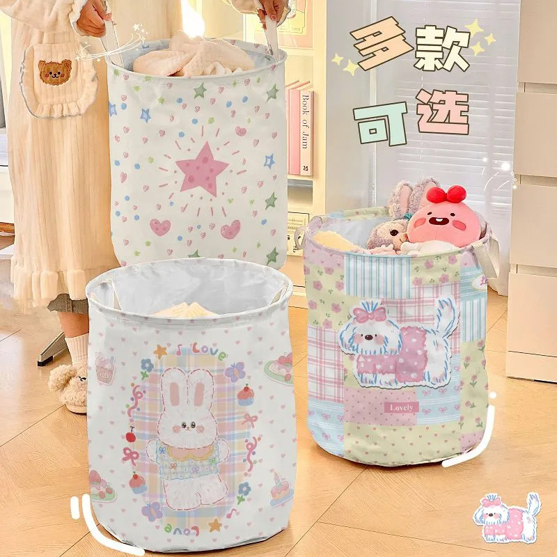 かわいい折りたたみ式汚れた衣類バスケット、見栄えの良い衣類収納バケツ、家庭用大容量ランドリーバスケット、おもちゃ収納バスケット|undefined