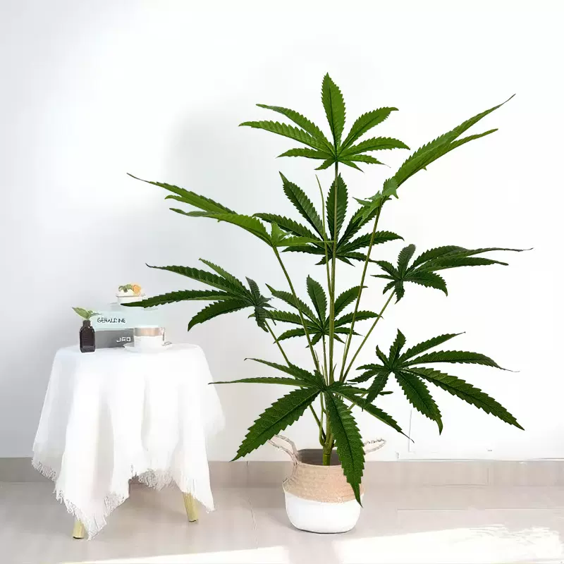 北欧风仿真绿植大麻叶发财树假树人造植物大型盆栽落地家居装饰