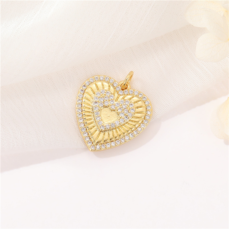 Heart Shape Pattern Polished Finish 1 Piece Copper Zircon Heart Shape Polished Pendant DIY Jewelry Accessories Pendant Necklace Necklace