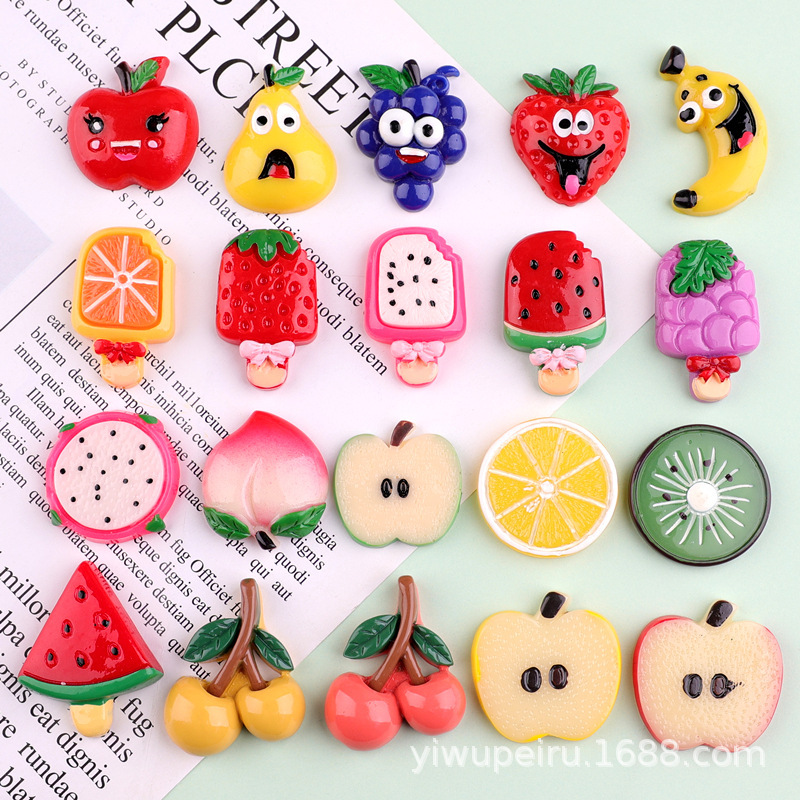 Watermelon strawberry Pineapple Apple diy resin accessories fruit piece hair accessories hairpin diy cream glue phone case material