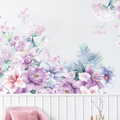 FX-C372外貿浪漫紫色花朵綠植臥室客廳背景美化裝飾牆貼紙自粘
