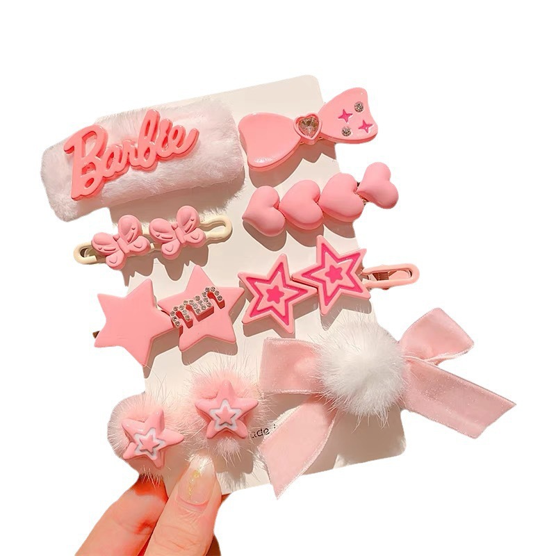 Nueva pinza de pelo de felpa rosa 2023, flequillo de niña, horquilla de pelo roto lateral, pinza de niña linda, horquilla de amor