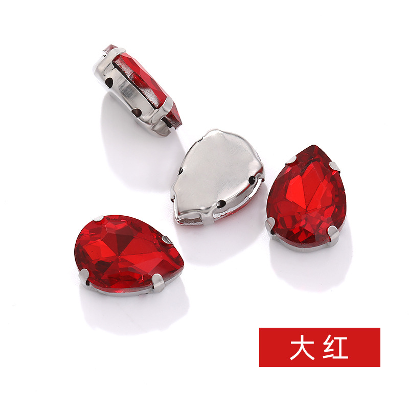 Diamante de garra de forma especial de fondo puntiagudo de gota de agua, soporte de fondo K blanco que no se desvanece, vestido de novia de bricolaje, accesorios, accesorios, taladro de garra cosido a mano