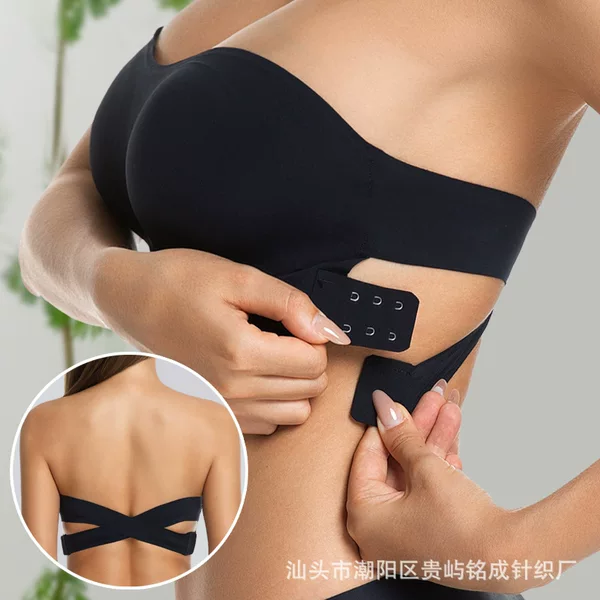 Cross-Border Popular Women's Strapless Bra with Cross Side Buckle Intimates Temu Shein Same Style European and American Amazon