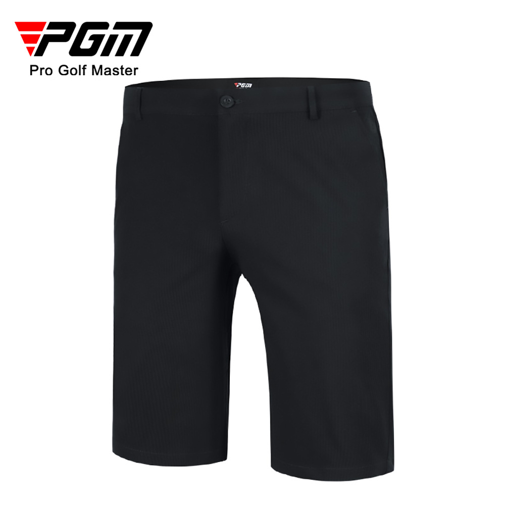 Quần short golf nam PGM vải co giãn cao thoáng khí — Quần short nam màu trơn KUZ077 màu đen, Quần short nam màu trơn KUZ077 màu xanh nước ngoài