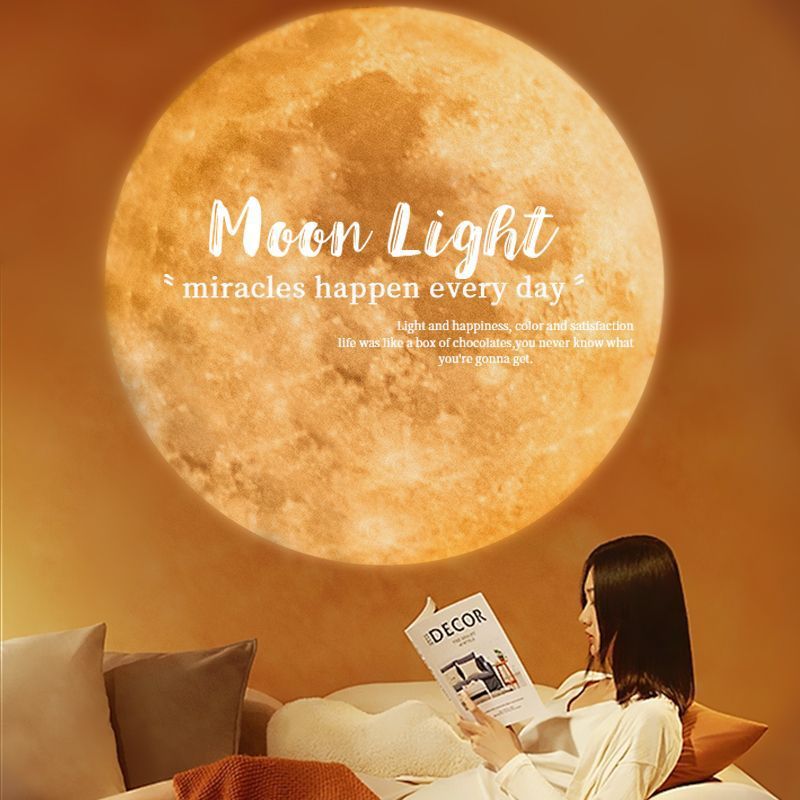 LED月球小夜灯地球投影灯卧室台灯少女创意床头拍照氛围儿童夜灯|undefined