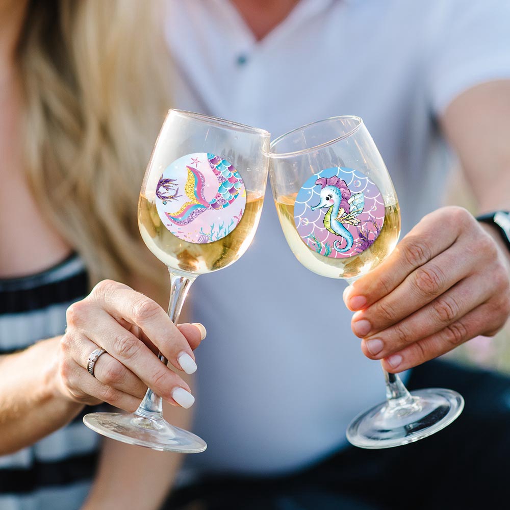 Nuevo tema de la sirena fiesta de cumpleaños decoración pegatinas regalo de cumpleaños decoración pegatinas adhesivas sellado pegatinas