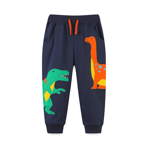 Men's Cartoon Dinosaur Embroidered Sport Pants in European and American Style for Autumn New Arrival - Fashion Kids' Leggings