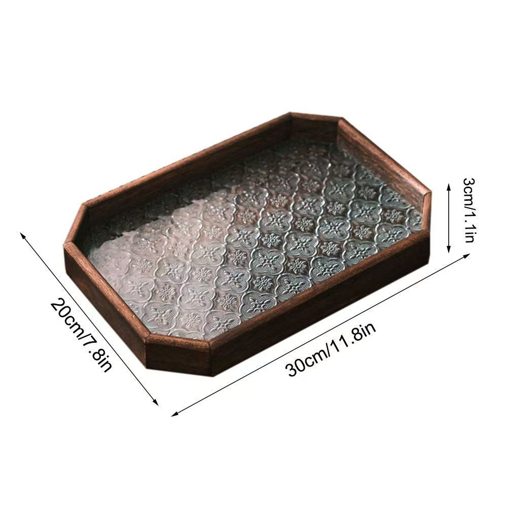 Bégonia retro bandeja de té rectangular de alto valor de madera refrigerio taza de té bandeja de té bandeja de vidrio