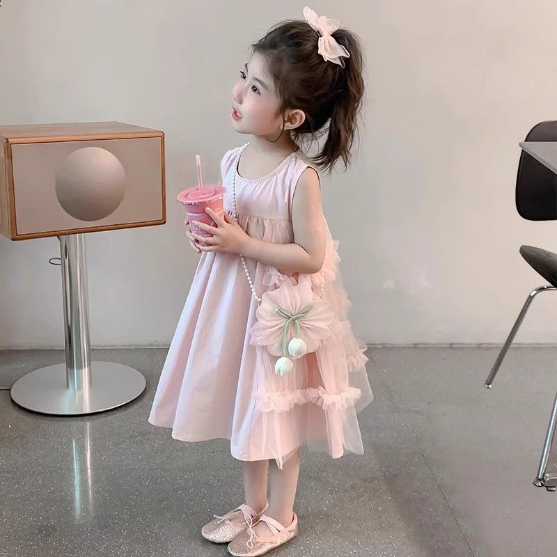 Girls Dress 2025 Summer New Style Little Girl Princess Dress Summer Dress Children's Dress Baby Vest Dress
