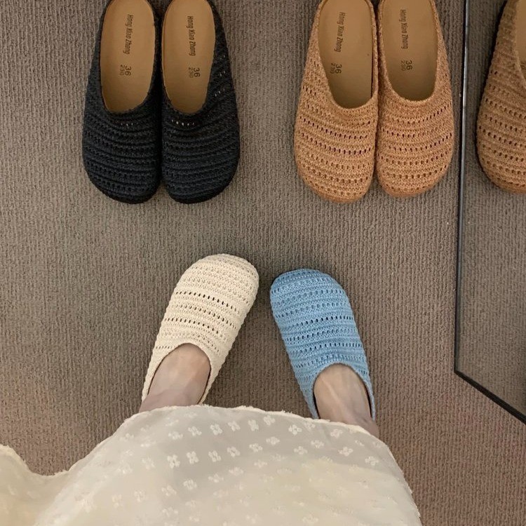 女性が外で履くための厚底ボヘミアンビルケンシュトックシューズ、2025年春夏休暇用スリッポンつま先ハーフスリッポンシューズ|undefined