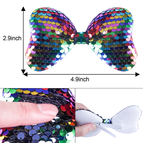 Hair clips, golden European and American children's hair accessories, large bow clips, new sequin flip fish scale duckbill clips