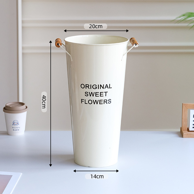 Beige wooden bucket 40cm high