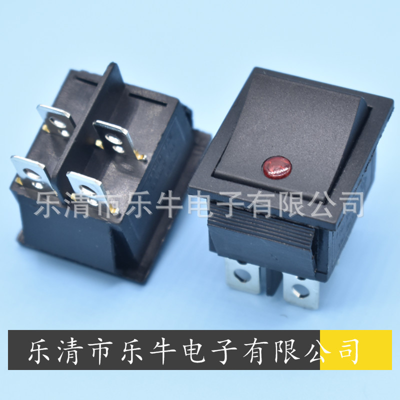 猫眼船型开关 KCD4 4脚带灯翘板开关12V 24V 220V LED电源开关