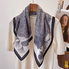 春の油絵文芸復古小方巾ファッション職業スカーフ装飾ヘアバンド高級感ストールシルクタオル