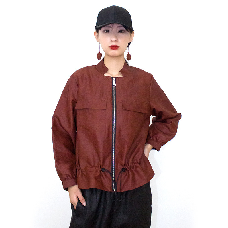 Handmade Fragrant Cloud Silk Black Turtle Pattern Red Cloud Silk Leather Material Stand Collar Small Jacket Flat Material Small New Chinese Style