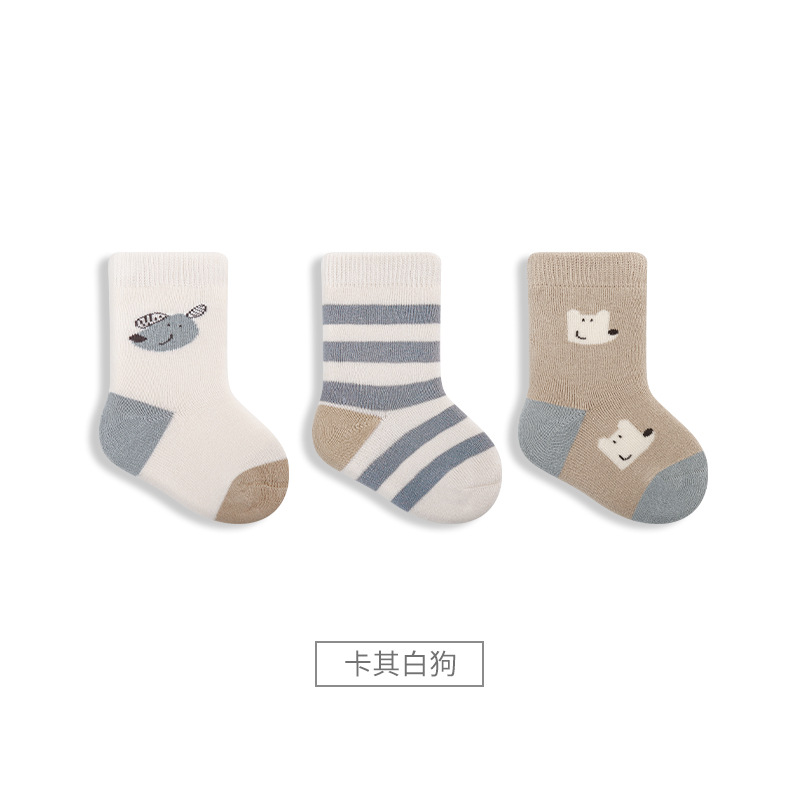 2023 Otoño e Invierno Nuevos calcetines para bebés engrosados Terry cálido bebé recién nacido dibujos animados boca suelta sin hueso calcetines de media pantorrilla