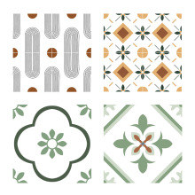 牛油果绿全瓷花砖400X400厨房卫生间阳台客餐厅浴室屋墙地面瓷砖