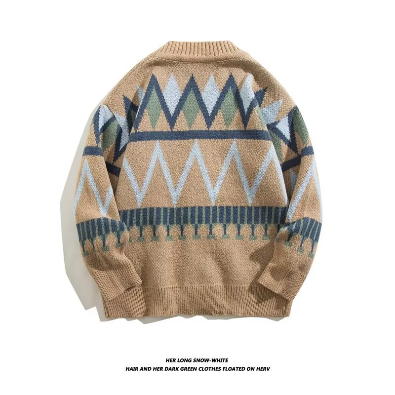 Strickjacke Retro Herren Rundhalspullover Herbst und Winter lockerer Pullover fauler lässiger Paarpullover leichtes Top im reifen Stil_voghion.com