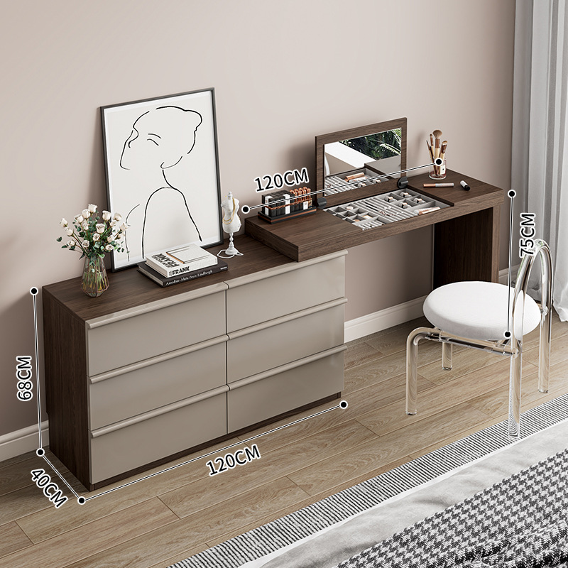 월넛 컬러 120 테이블 + 120 캐비닛 + 크리스탈 의자