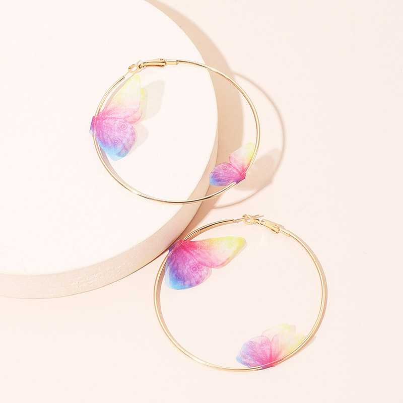 Ig Style Fashion Fabric Butterfly Alloy Hoop Earrings display picture 5