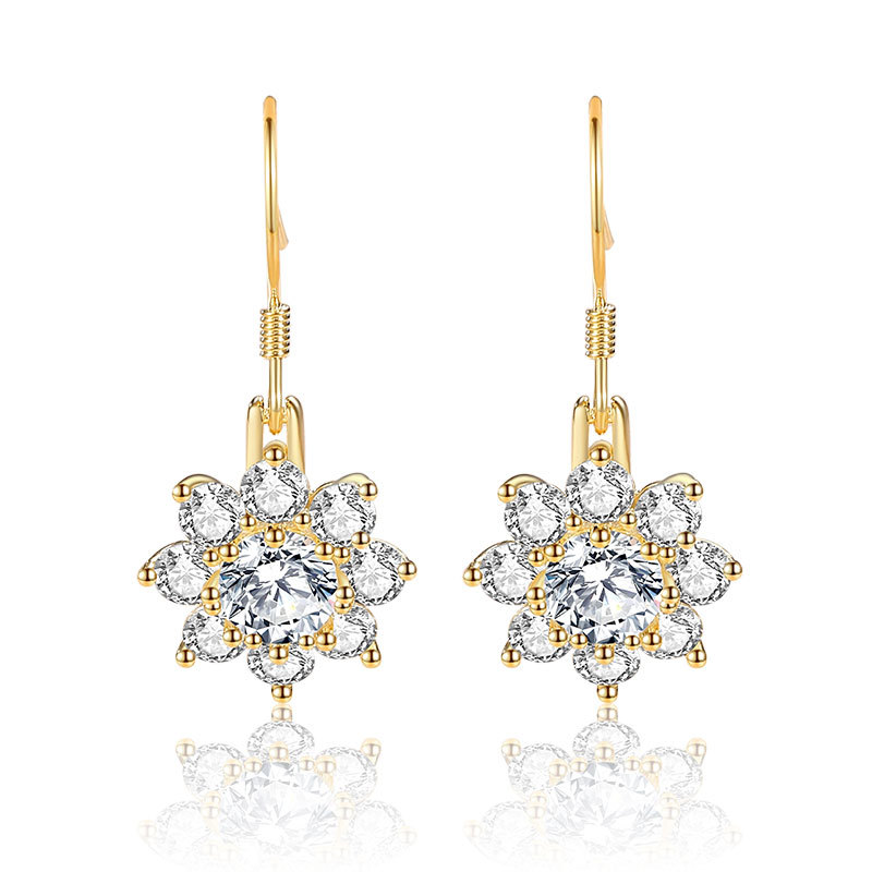 Plata esterlina s925 pendientes populares Corea del Sur copo de nieve pendientes largos elegantes Internet celebridad hielo flor moda completo diamante nuevo