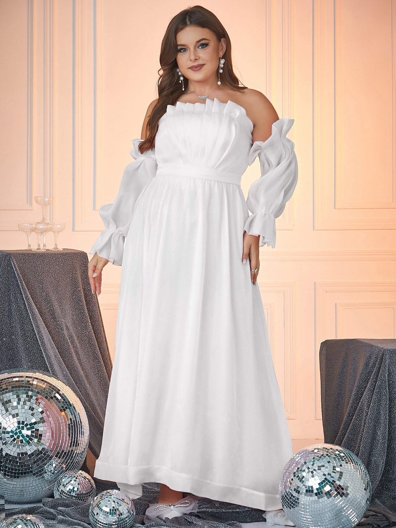 Vestido de talla grande, vestido elegante y delgado de encaje transfronterizo europeo y americano