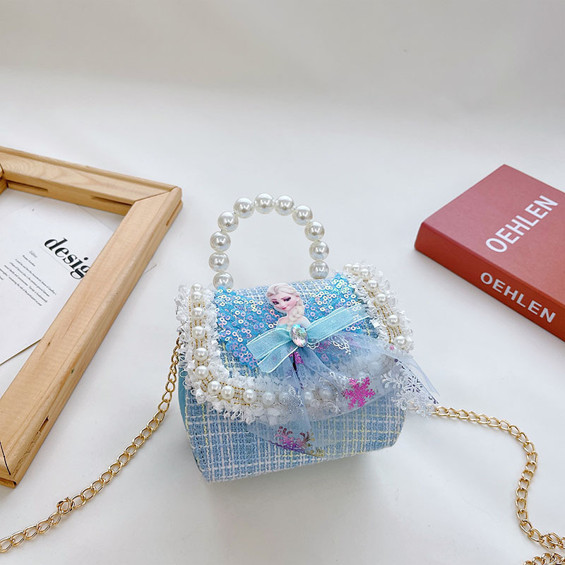 Bolsos infantiles niñas princesas niñas mochilas de hombro estilo caricatura encantador bolso de perlas de cadena