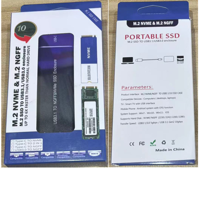 M.2 SSD NVME USB 3.1 External Solid State Hard Disk Box Aluminum Alloy Case for Laptop