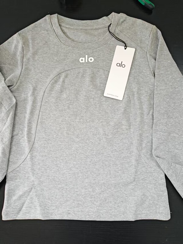 现货ALOANGT紧身显瘦瑜伽上衣健身服女跑步棉质运动长袖打底衫潮|undefined