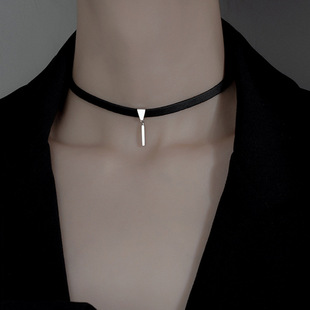Wanying Jewelry Black Collar 925 Sterling Silver Accessible Luxury Niche Ins Simple Fashion Chain Personalized Jewelry