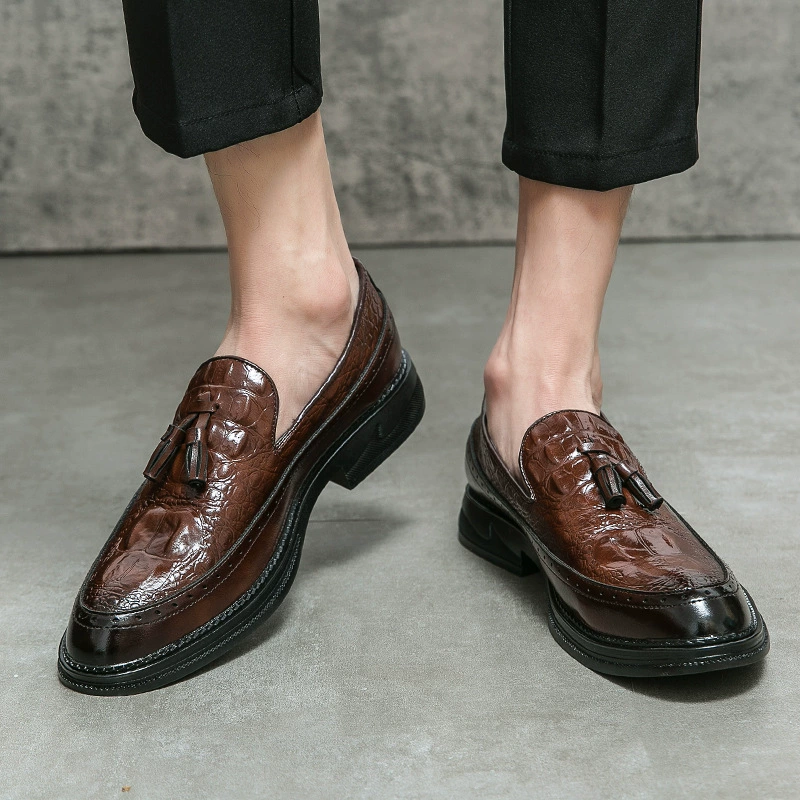 Мужская деловая кожаная обувь больших размеров 37-45 размеров 2022, весна и осень, новые формальные кожаные туфли, британские Лоферы без шнуровки