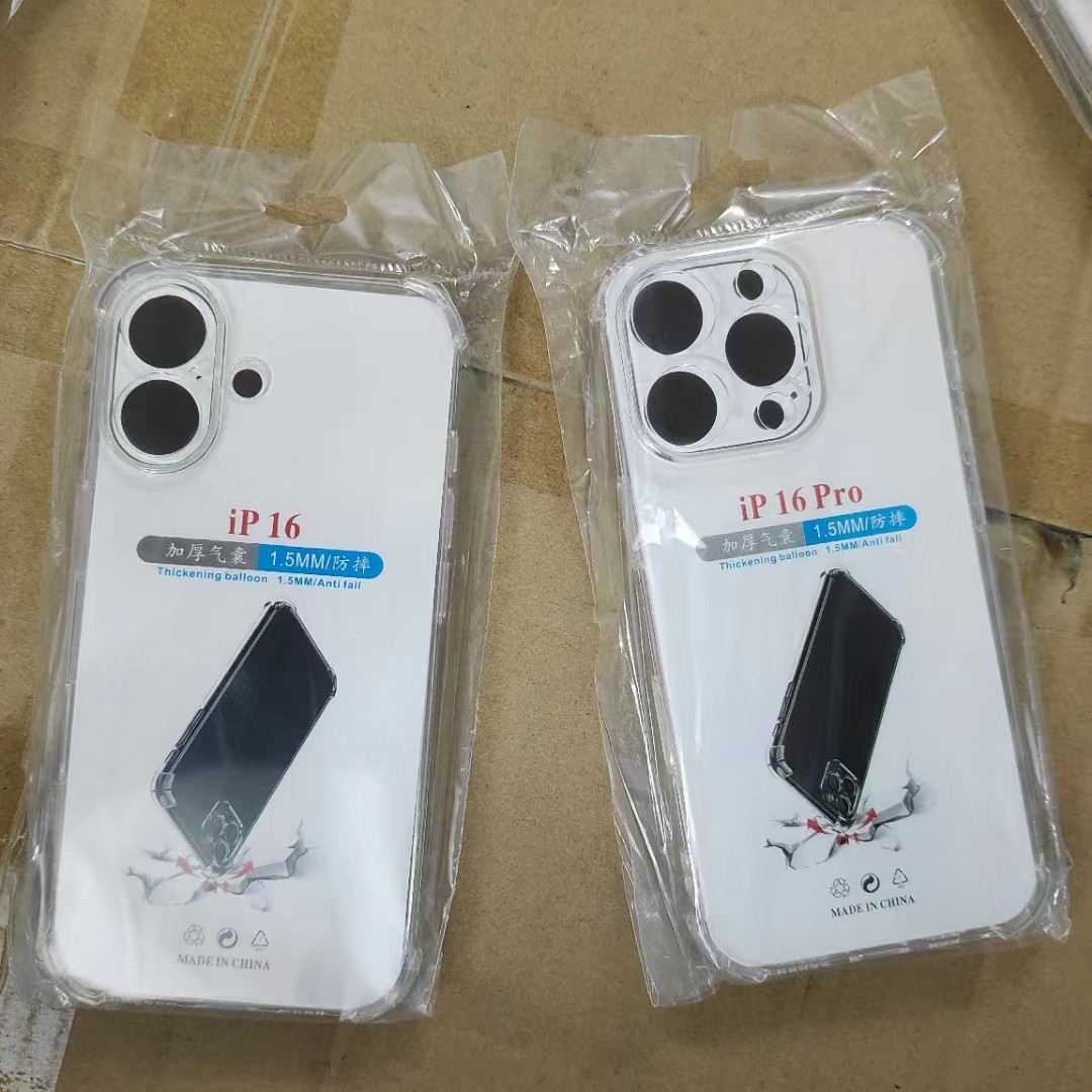 1.5mm Thickeneded Large Four-Corner Anti-Fall Mobile Phone Case Suitable for Apple Iphone16Promax Transparent Tpu Protective Case