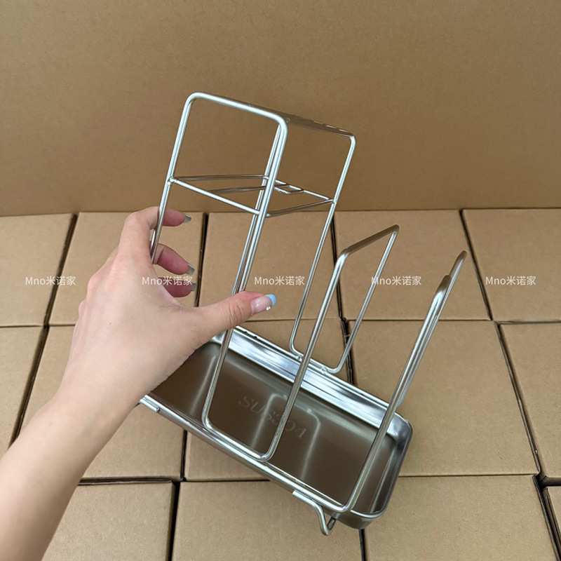 Minojia 304 ステンレス鋼ナイフホルダーキッチン包丁収納ラック家庭用厚みのあるまな板ラックナイフ一体型排水|undefined