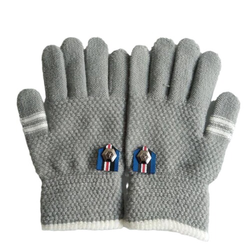 Children's gloves in winter, men and women, cute and warm, thick, middle and large children, students riding cartoon five-finger gloves