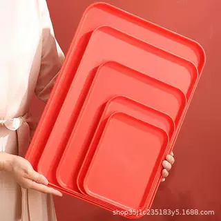 喜庆托盘家用酒店餐厅塑料长方形茶水盘摆摊高颜值点心盘甜品盘