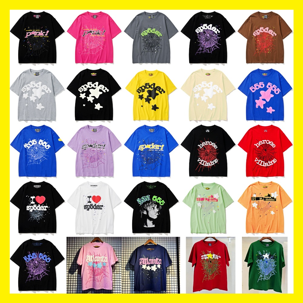 Sp5Der Hip-Hop Singer Young Thug Same Style Foam Letters 555555 Couple T-Shirt Pink Short-Sleeved Tee