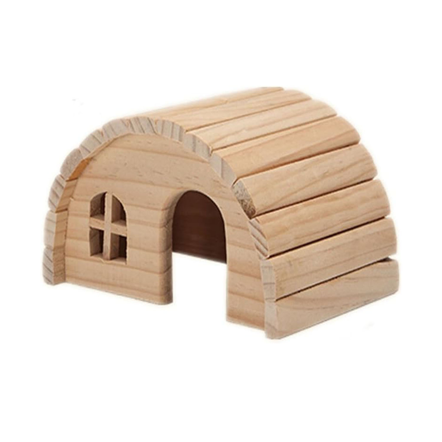 Natural Eco-Friendly Chewable Hamster Hideout Wooden House, Cute Fairy House for Dwarf Hamsters (7X 5x4inch)