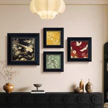 中国风仙鹤餐厅挂画复古高级感客厅装饰画新中式轻奢艺术花鸟壁画