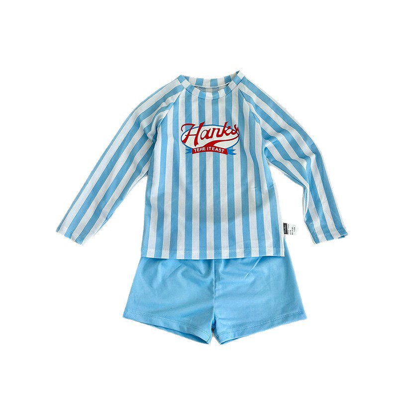 Traje de Baño de Dos Piezas Manga Larga para Niños de Poliéster para Natación