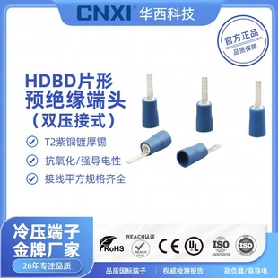 Cnxi Huaxi Technology Hdbd Sheet-Shaped Pre-Insulated Cold-Pressed Terminal Block Double-Pressed Insert Wiring Nose End